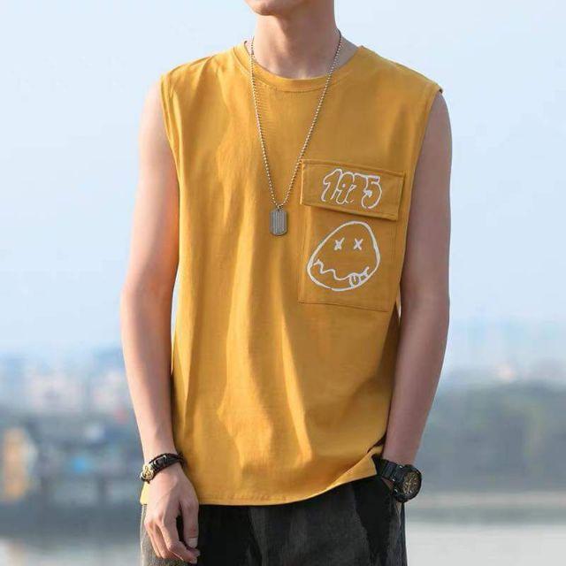 Áo thun ba lỗ nam đẹp in 1975 trên nắp túi, áo tanktop thun cotton co dãn 4 chiều sang xịn mịn ulzzang