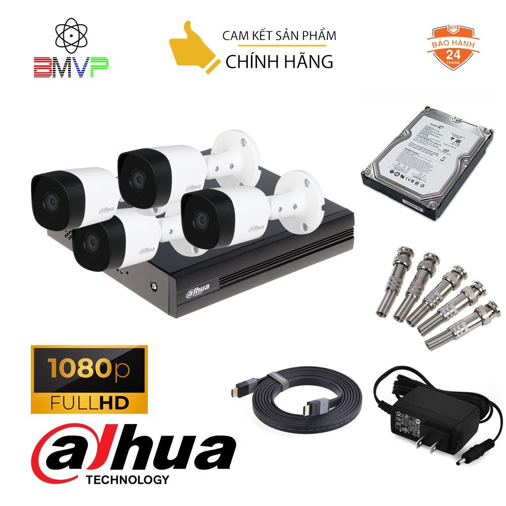 Trọn bộ Camera DAHUA chính hãng Full HD 1080p,Vỏ nhựa, tặng ổ cứng HDD 250G - Hàng chính hãng