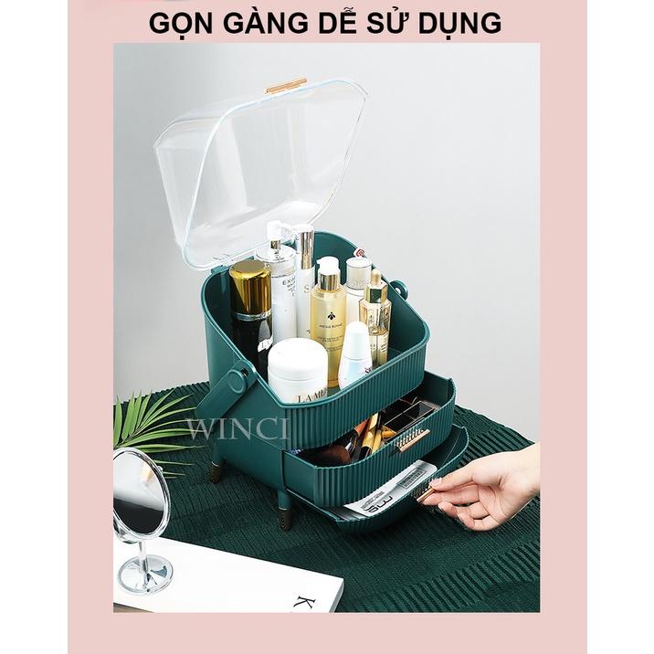 Hộp đựng Mỹ phẩm, Đồ trang điểm, Trang sức WinCi 3 tầng, Mặt kính trong suốt, WIN-M1, Hàng chính hãng.