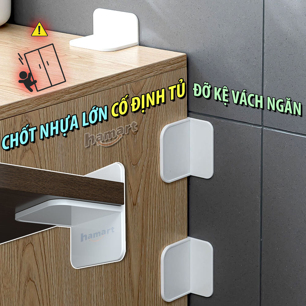 Pát Ke Góc Vuông Chữ T Móc Nhựa Đỡ Kệ Chia Ngăn Tủ Dán Cố Định Giá Kệ Gỗ Nội Thất Chống Đổ