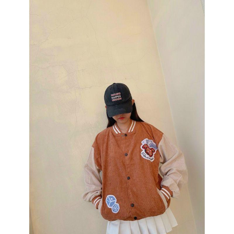 Áo Bomber/ Áo khoác nhung tăm DeepEnd cúc bấm nam nữ shopanamy