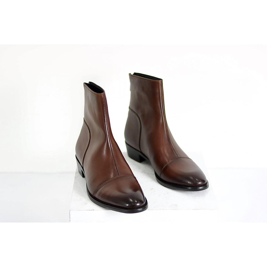 Back Zip boots cao cấp, zip sau gót, chelsea boots da bò