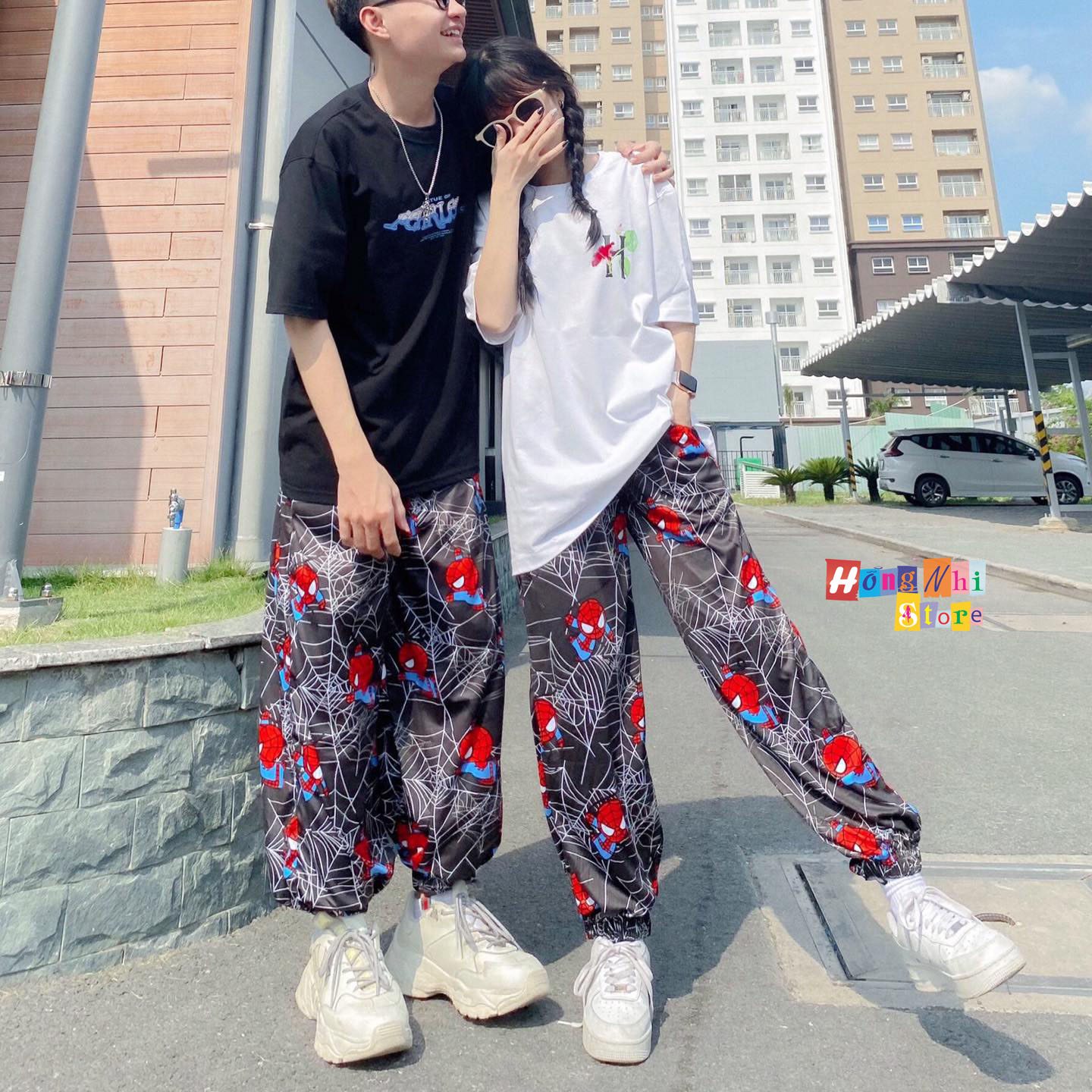 Quần Hoạt Hình Dài Bo Lai Người Nhện Spider Man Cartoon Pant V2 Oversize Ulzzang Unisex - MM - M