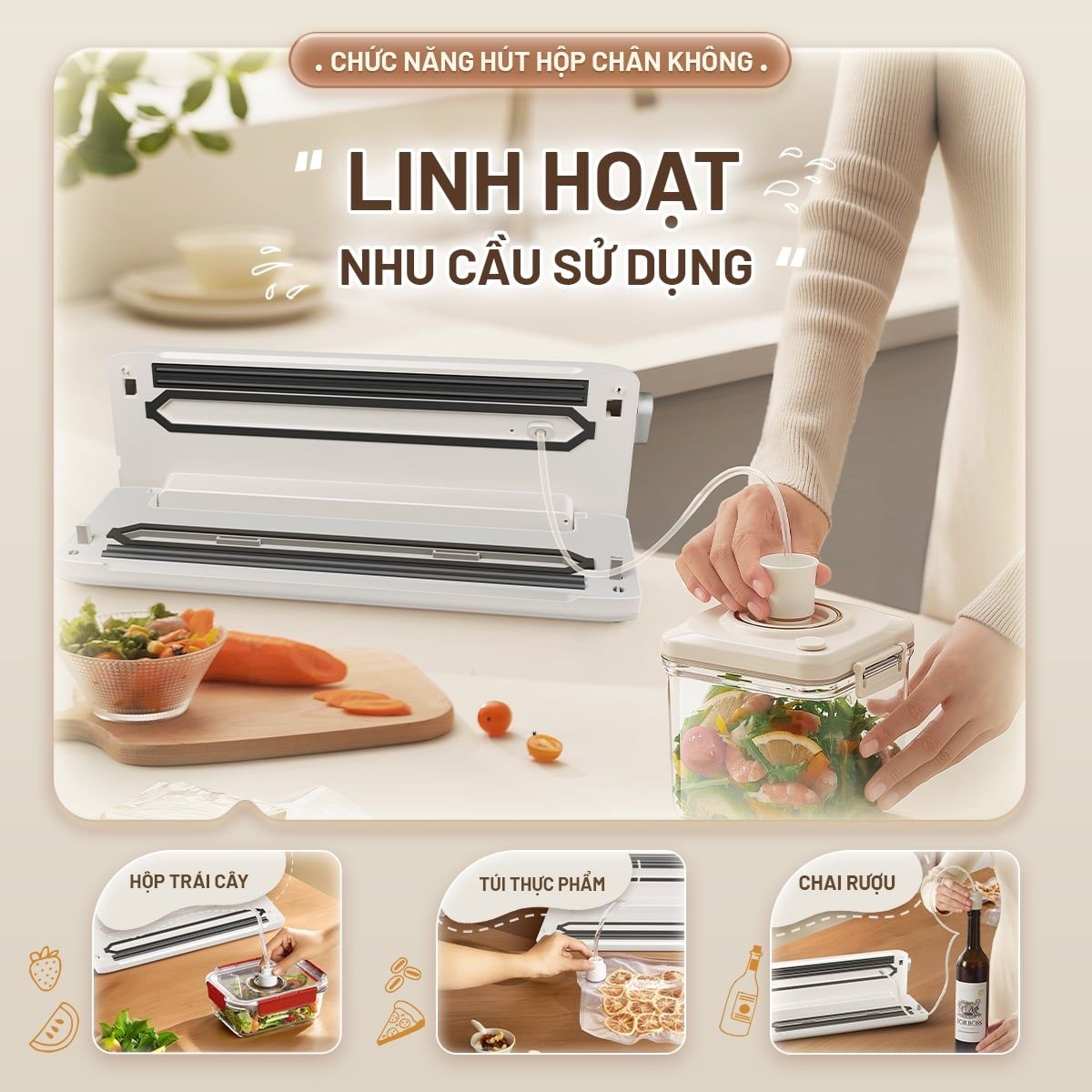 Máy hút chân không thực phẩm Masuto MSSMaster Không Kén Túi, hút siêu mạnh 60kPa, mối hàn kép 4mm hàn miệng túi siêu chặt - Hàng chính hãng