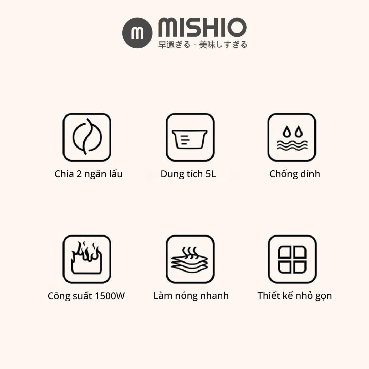 Nồi Lẩu Điện 2 Ngăn 5L Mishio Mk112 - Bảo hành 18 tháng