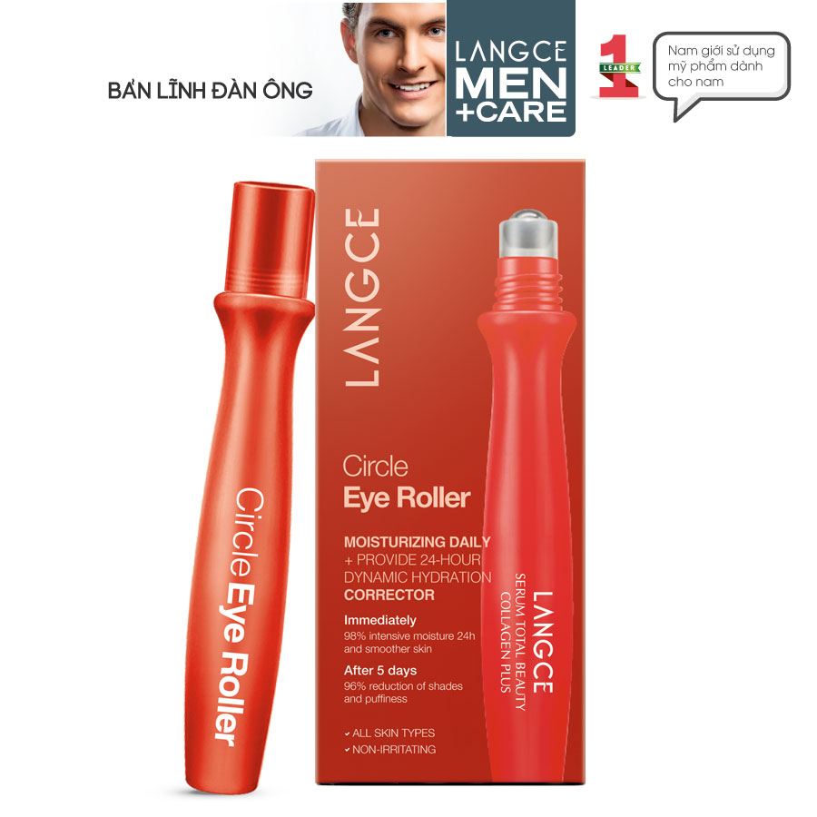 TOTAL BEAUTY SERUM COLLAGEN+ LĂN MẮT 360 CẤP+DƯỠNG ẨM, HỖ TRỢ GIẢM NGỨA, TRẺ HÓA DA 15ml LANGCE DÀNH CHO NAM