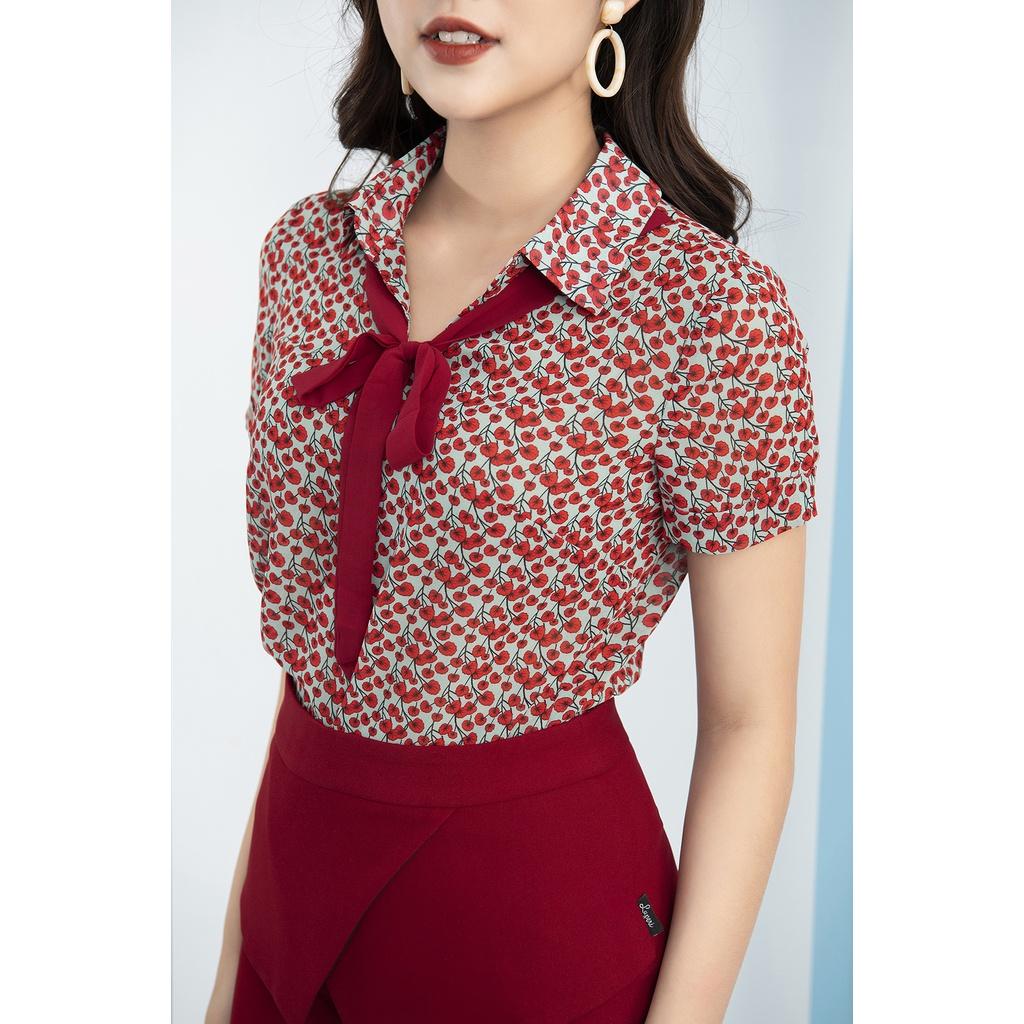 Áo sơ mi nữ công sở LUPERI LFSM1126 thiết kế cổ đức thắt dây hoa văn trẻ trung, hiện đại, dễ mix đồ