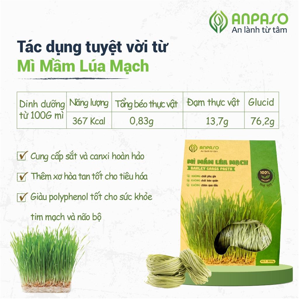 Mì Hữu Cơ Giảm Cân Organic Rau Củ Mầm Lúa Mạch Anpaso, Eat clean, ăn chay, không chiên dầu mỡ300g