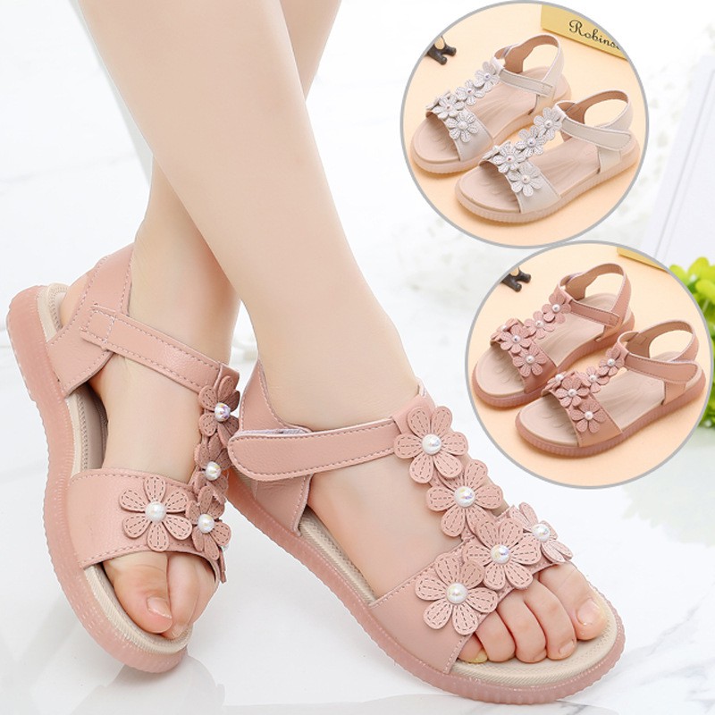 Dép sandal bé gái da mềm, êm chân, phong cách Hàn Quốc AE7, size to 30-37, hàng cao cấp