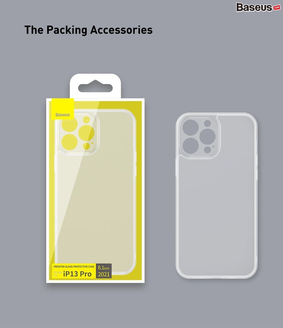 Ốp lưng kính cường lực nhám chống vân tay Baseus Frosted Glass Protective Case dành cho iPhone 13 Series_ Hàng Chính Hãng