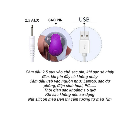 Dây sạc máy massage USB sang 2.5 Aux, dành cho các loại máy massage mặt mắt body toàn thân đầu nhọn loại tốt