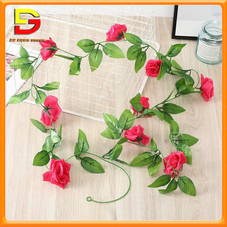 Dây Hoa Hồng Leo Dài 2m3 Hoa Giả Trang Trí Tường Decor Không Gian Sống DG-73