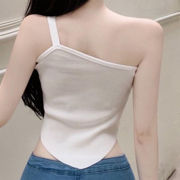 Áo sát nách nữ croptop HAGA áo ống chéo vạt một quai tim cực xinh chất thun lạnh mềm mịn mát A008