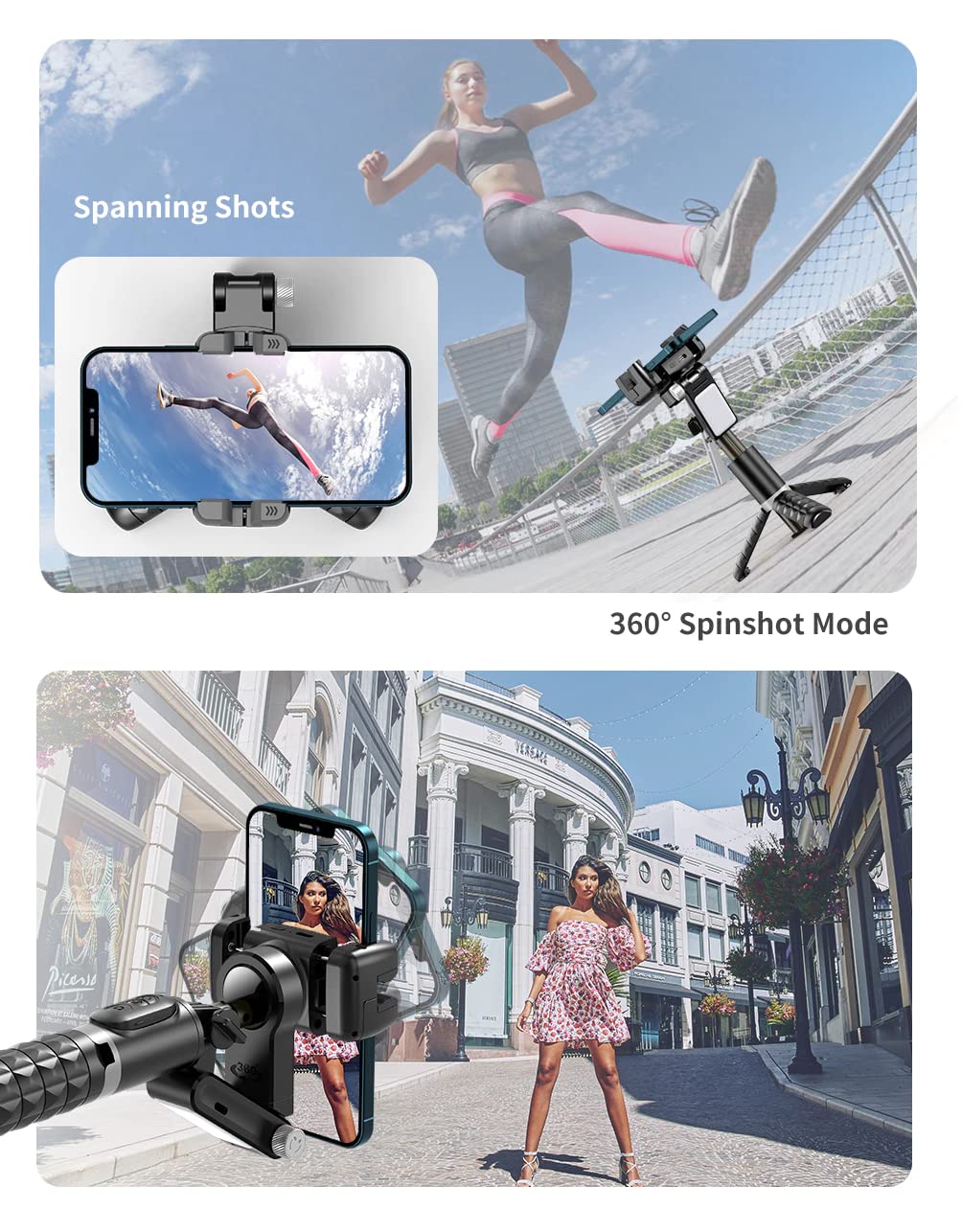 Gimbal Q18 - Thiết bị ổn định camera, tích hợp đèn làm đẹp và điều khiển từ xa