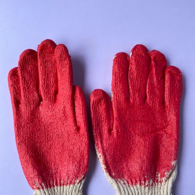 Combo 10 đôi găng tay sợi phủ sơn đỏ