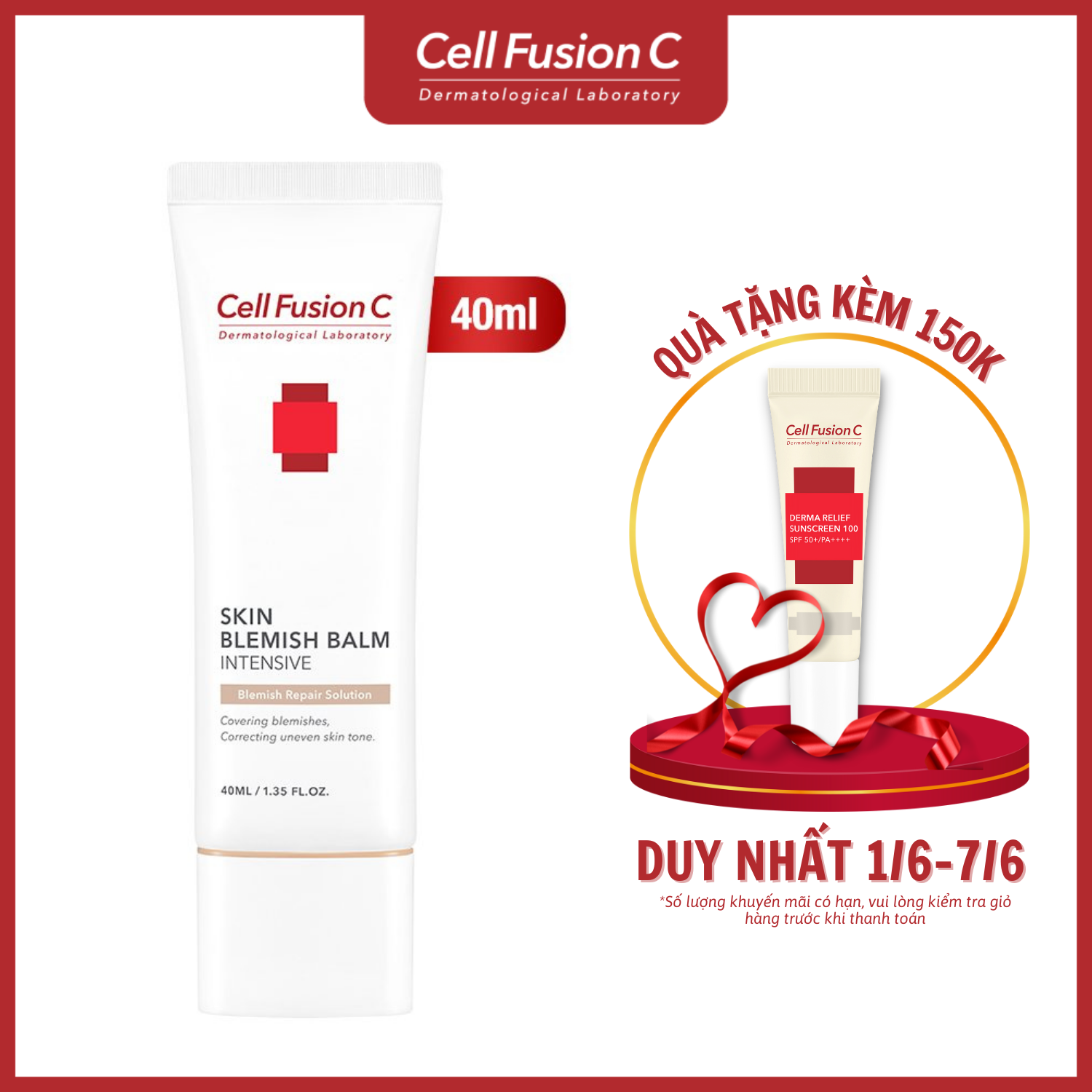 Kem Trang Điểm Dưỡng Cho Da Nhạy Cảm Cell Fusion C Skin Blemish Balm Intensive (40ml)