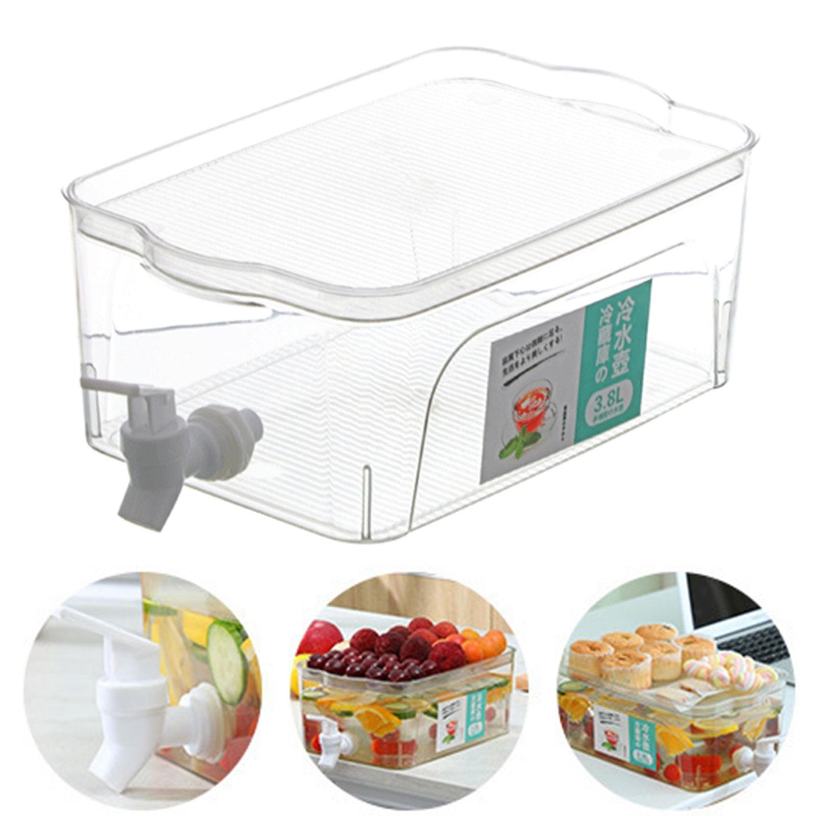 3.8L Beverage Dispenser Water Drink Bucket with Lid and Faucet Refrigerator