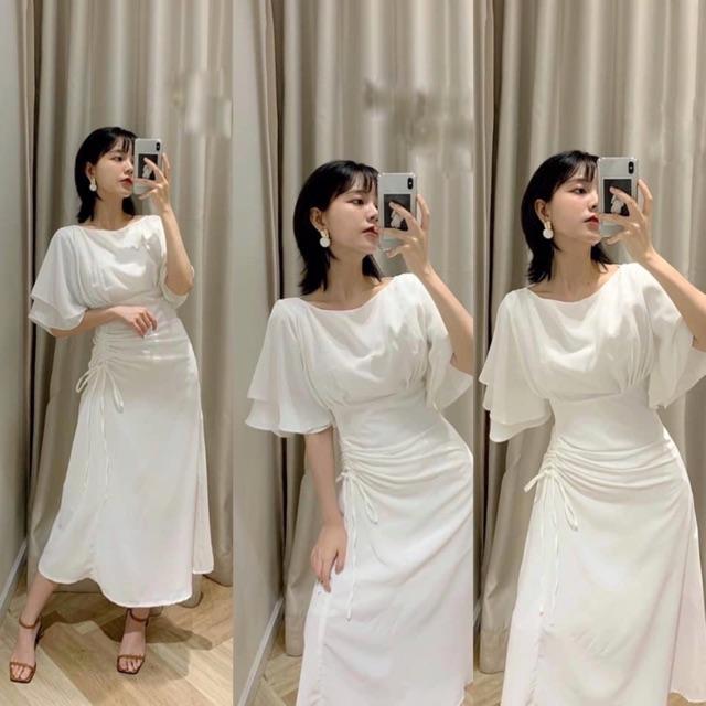 Đầm maxi tay rũ rút thân TKN