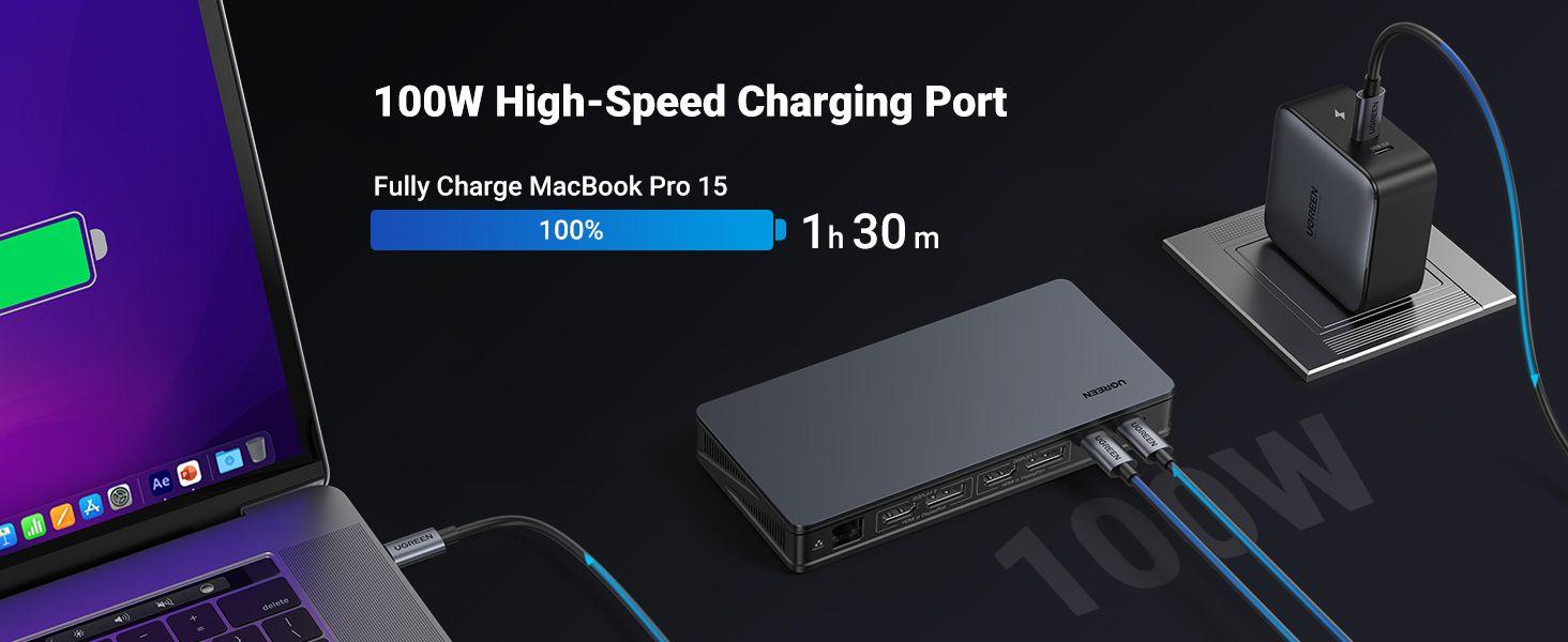 Ugreen UG90912CM615TK ra 2 x USB 3.1 + 1 x USB-C + 2 x HDMI + 2 x DP1 + RJ45 Gigabit + PD Bộ chuyển đổi USB type C - HÀNG CHÍNH HÃNG