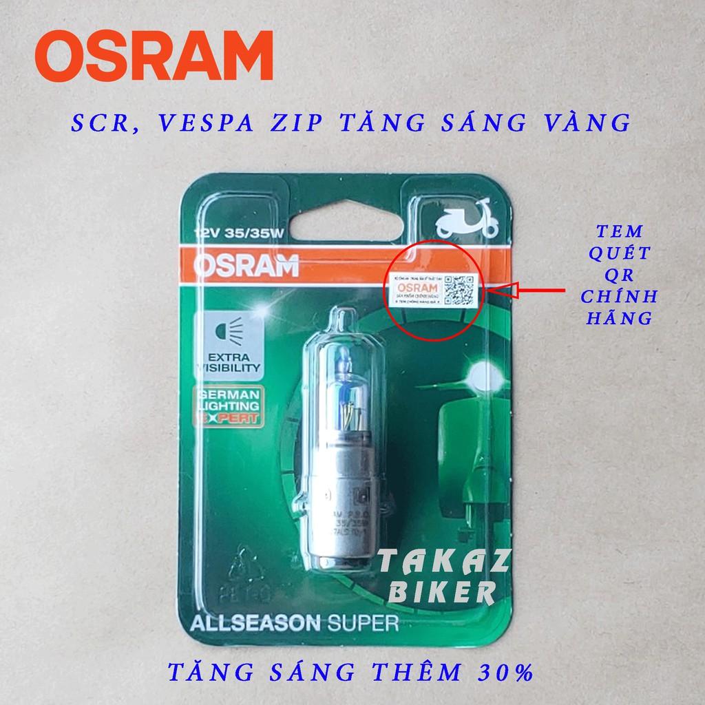 Bóng đèn HALOGEN OSRAM SCR - Vespa Zip - Tăng Sáng + 30% Vàng Phá Sương nhập khẩu