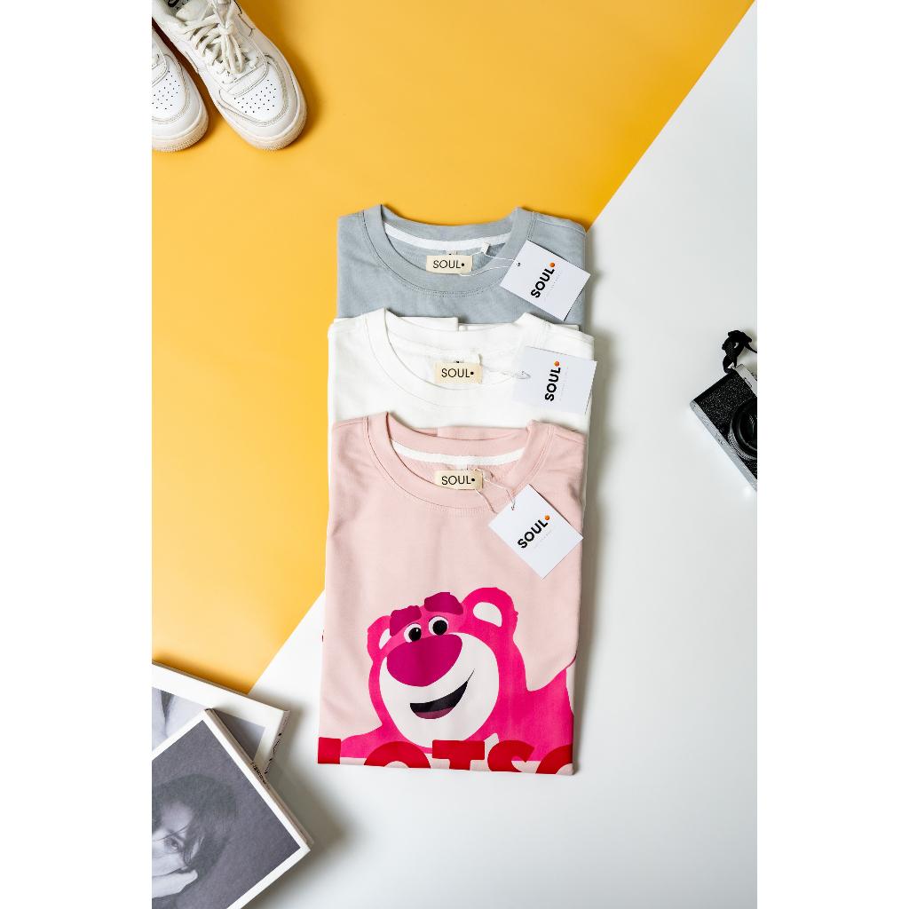 Áo thun pastel gấu dâu Soul Lotso say hi, Áo phông unisex nam nữ oversized tay lỡ form rộng streetwear