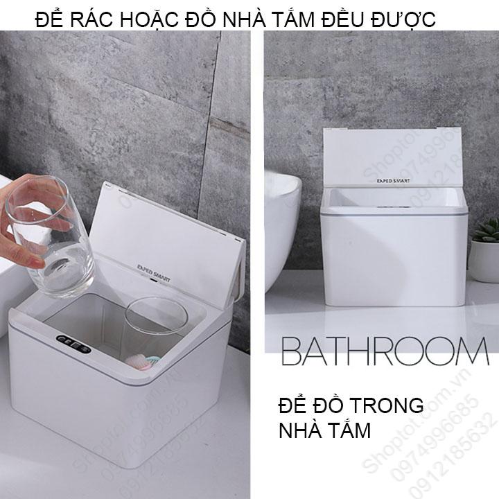 Hộp để rác mini cảm biến thông minh, tự động đóng mở nắp, để rác, để đồ cá nhân, để đồ nhà bếp, để đồ nhà tắm đa năng