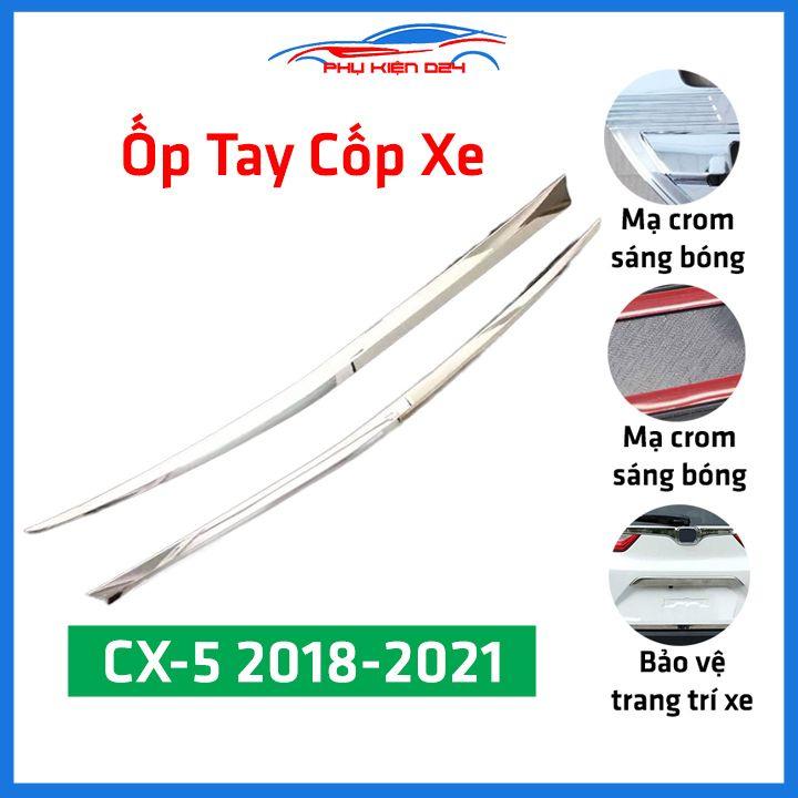 Ốp tay mở cốp CX-5 2018-2019-2020-2021 hai màu cacbon, mạ crom trang trí xe chống va đập hiệu quả