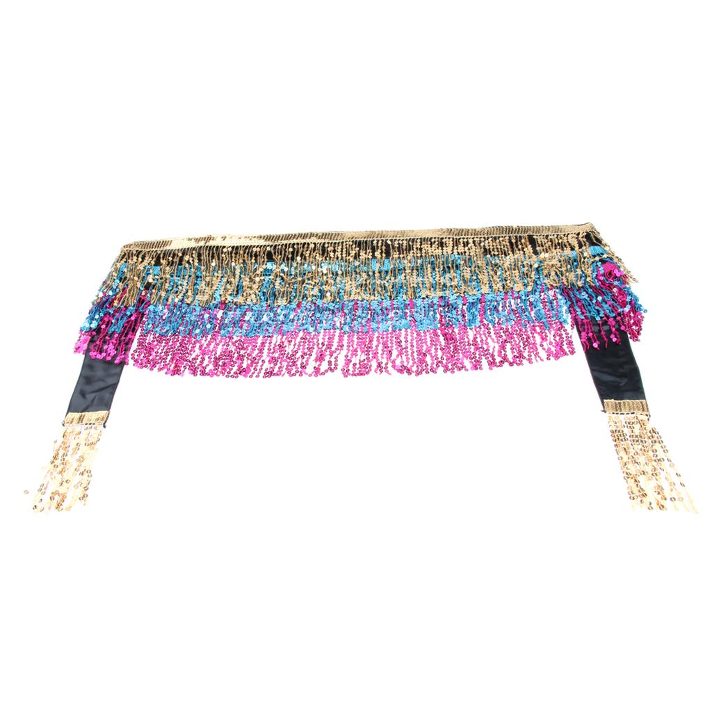 Sequins Indian Belly Dance Hip Skirt Waist Belt Hip Scarf Wrap Dancewear
