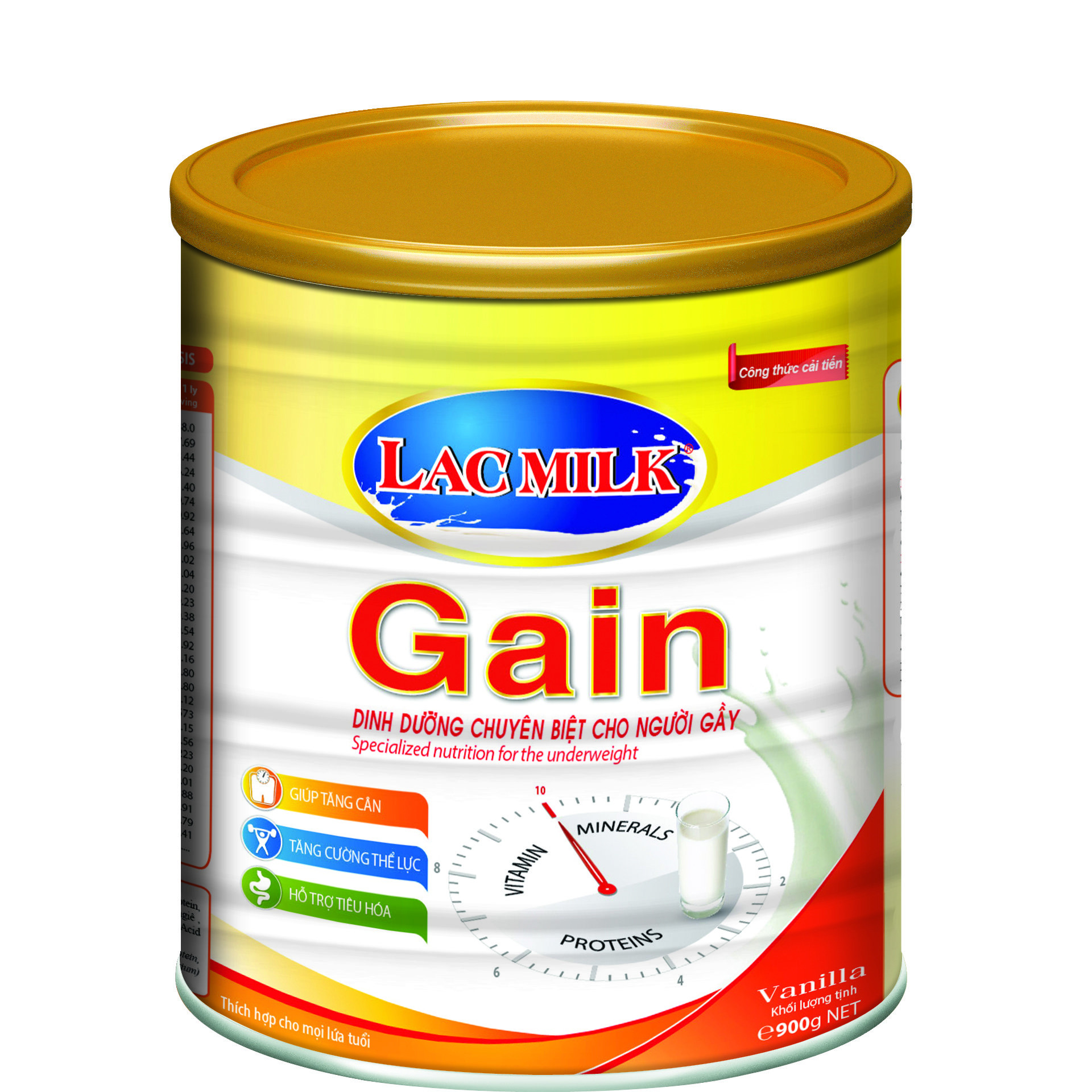 Sữa tăng cân Lacmilk Gain dành cho người gầy lon 850g