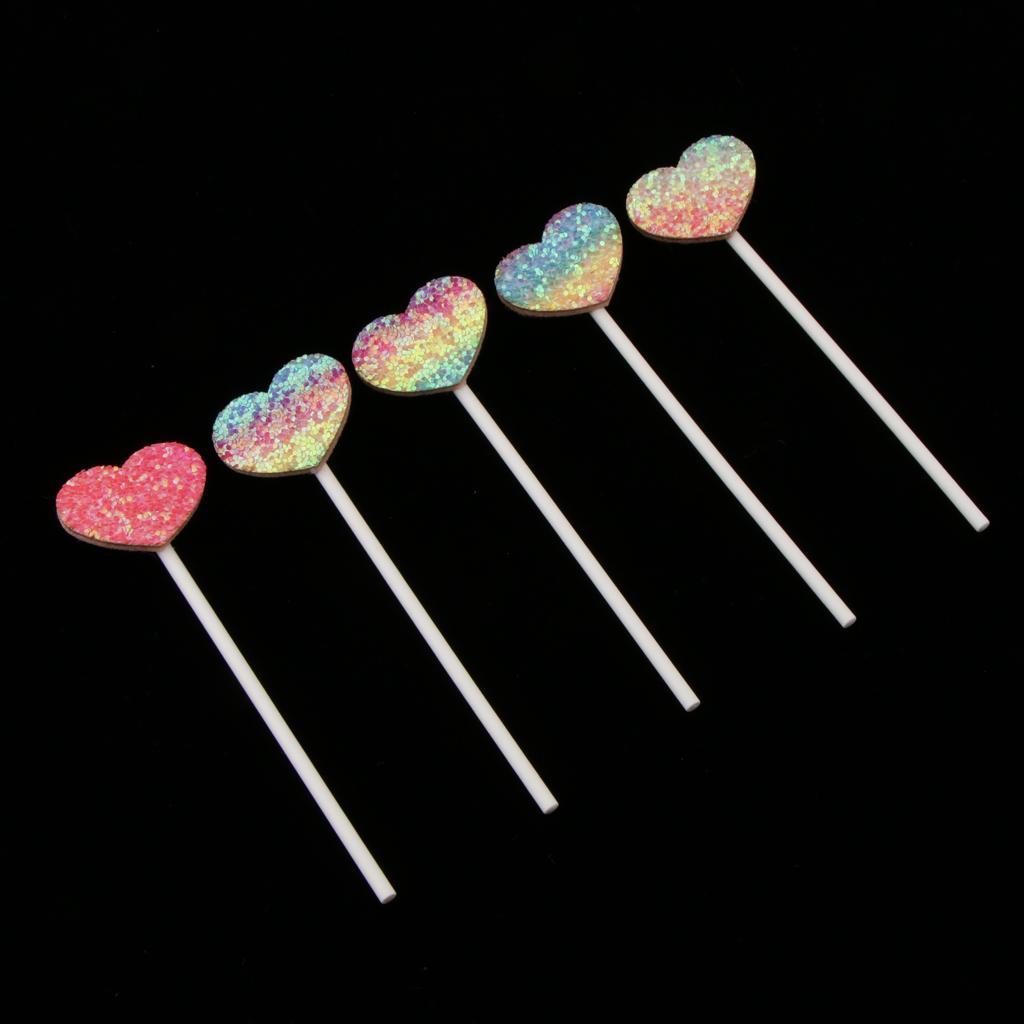 5 Pieces Cake Topper Insert Sticks Wedding Party Cake Decoration Heart