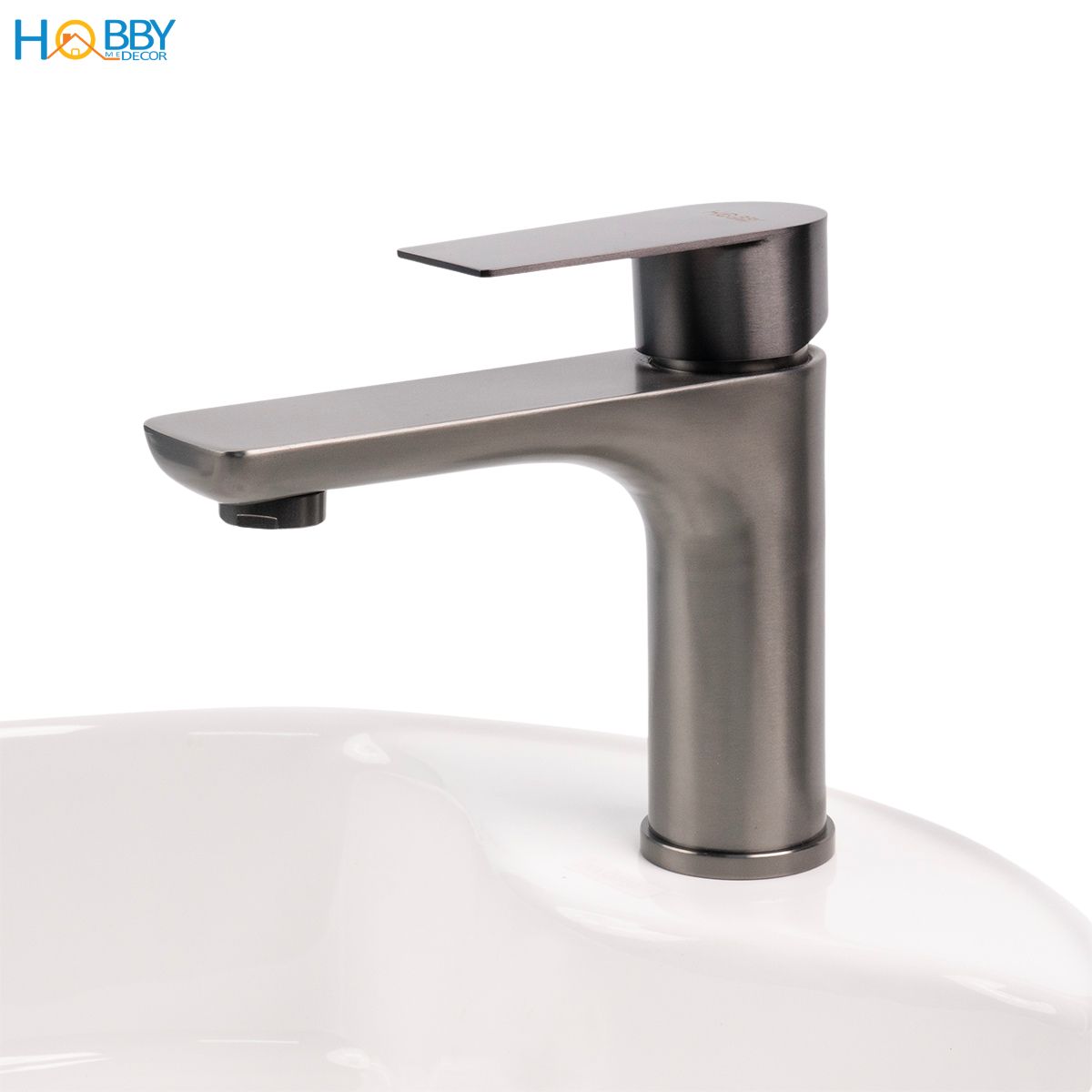 Vòi chậu rửa mặt nóng lạnh inox 304 sơn xám Hobby home decor VRM10