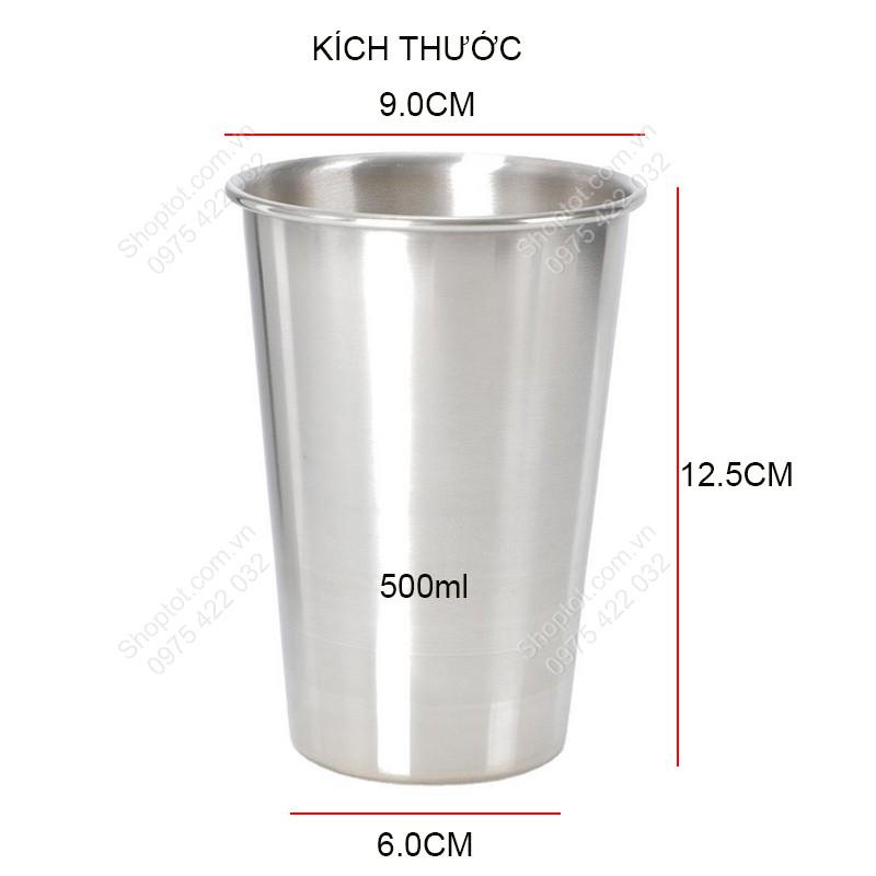 CỐC LY UỐNG NƯỚC BẰNG INOX 304 LOẠI 1 LỚP (320ml hoặc 500ml tùy chọn)