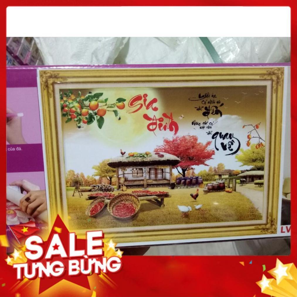 Tranh đính đá cao cấp thư pháp gia đình KT 75x55cm