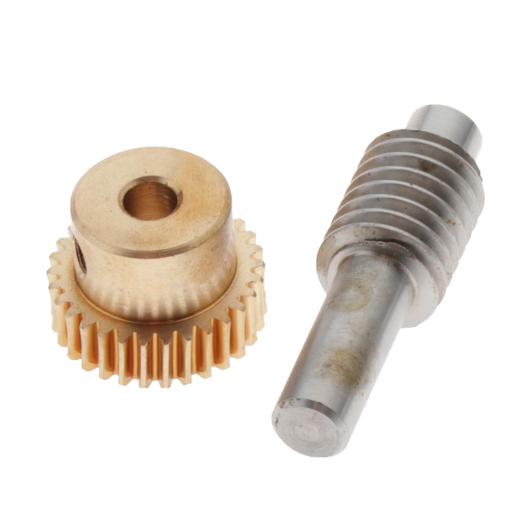 0.5 Modulus Brass Worm Gear Wheel + Gear Shaft Set 20 Tooth