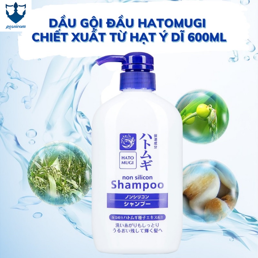 DẦU GỘI ĐẦU HATOMUGI ĐƯỢC CHIẾT XUẤT TỪ HẠT Ý DĨ VÀ DẦU NGỰA 600ML