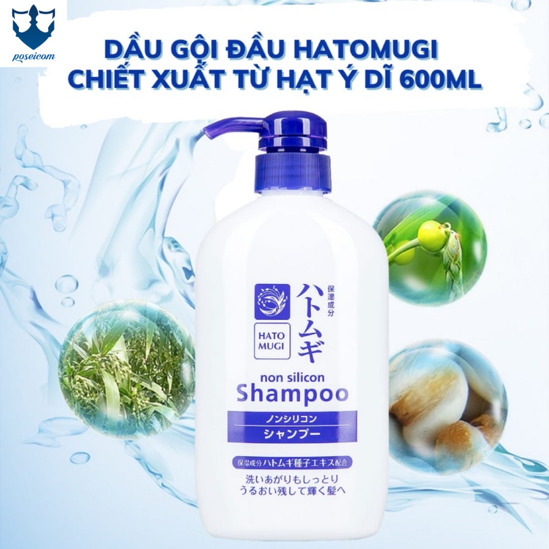 DẦU GỘI ĐẦU HATOMUGI ĐƯỢC CHIẾT XUẤT TỪ HẠT Ý DĨ VÀ DẦU NGỰA 600ML