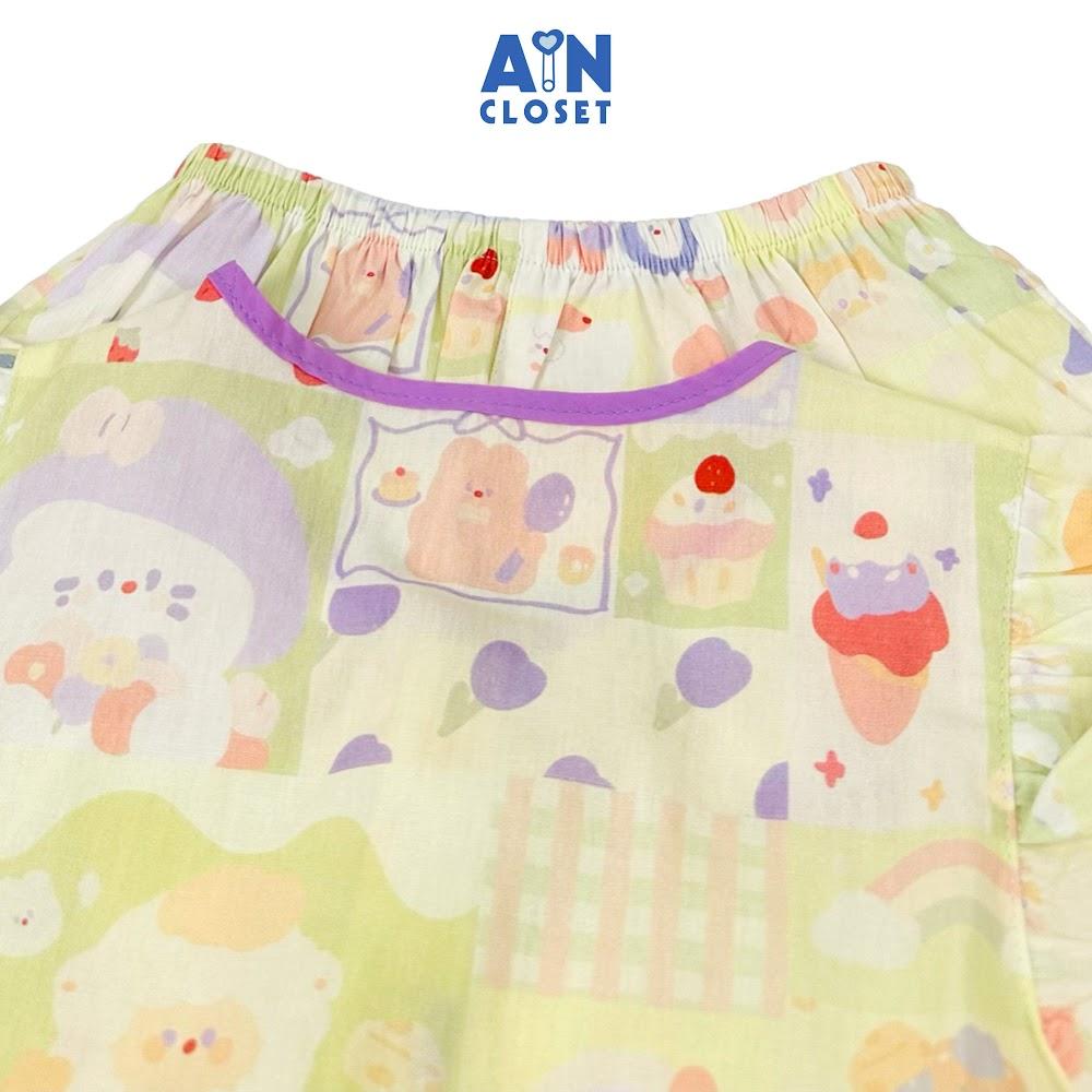 Bộ quần áo Ngắn bé gái họa tiết Sư Tử Viền Tím cotton - AICDBGCDX1P8 - AIN Closet