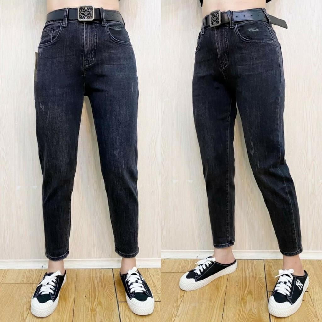 Quần Jeans Nữ Baggy Xước Thêu Túi Lưng Cao