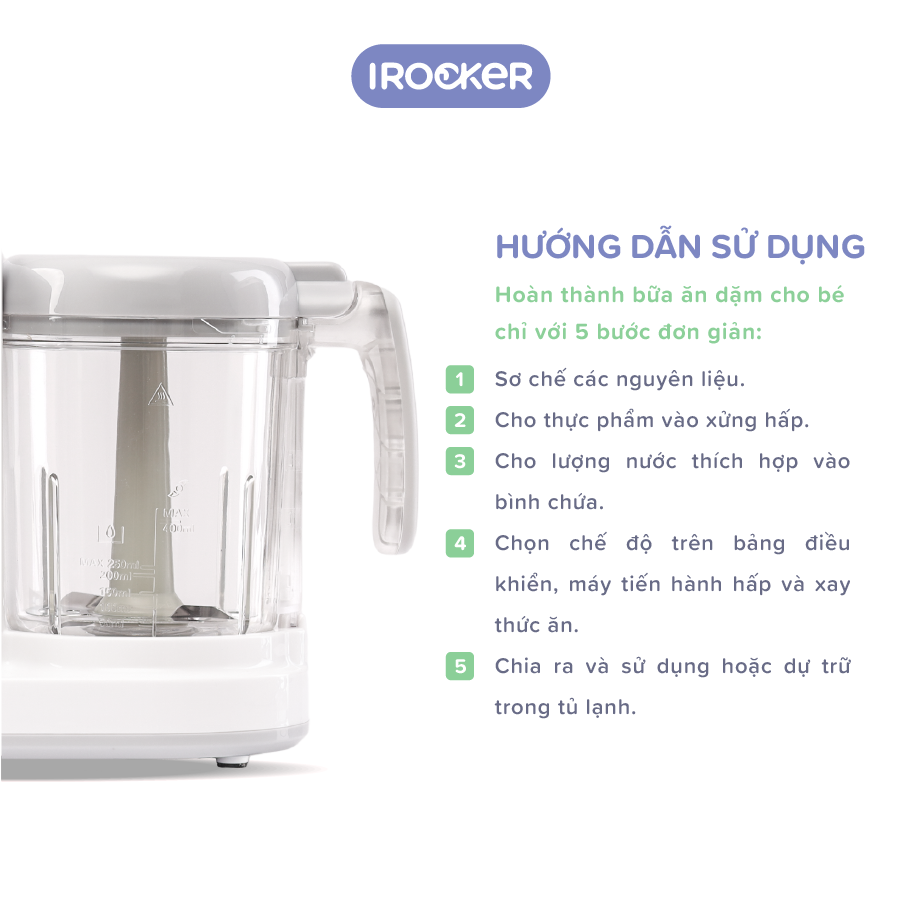 Máy xay hấp thức ăn đa năng IROCKER - BFP 002