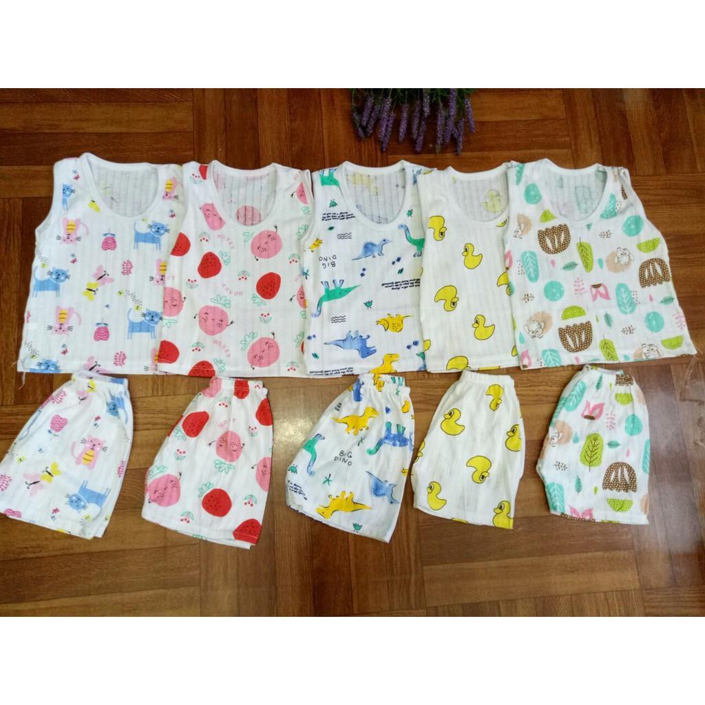 Bộ ba lỗ cotton giấy cho bé trai/ bé gái