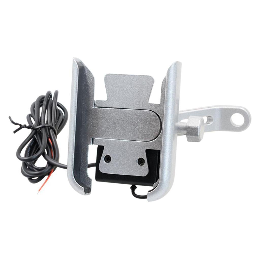Universal Motorcycle Scooter Phone Mount Holder USB Charger for 4" - 6.5"