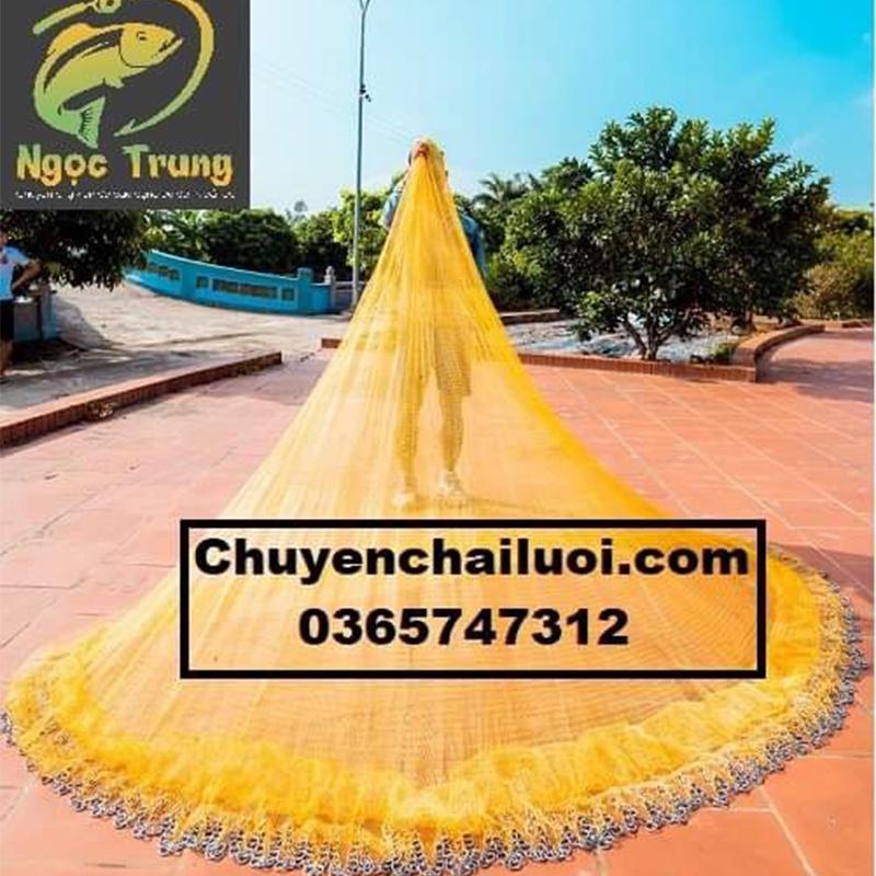 Chài Đánh Cá Truyền Thống Bằng Dù Chân Xích - Cao 3m Bung 6m Mắt 2cm