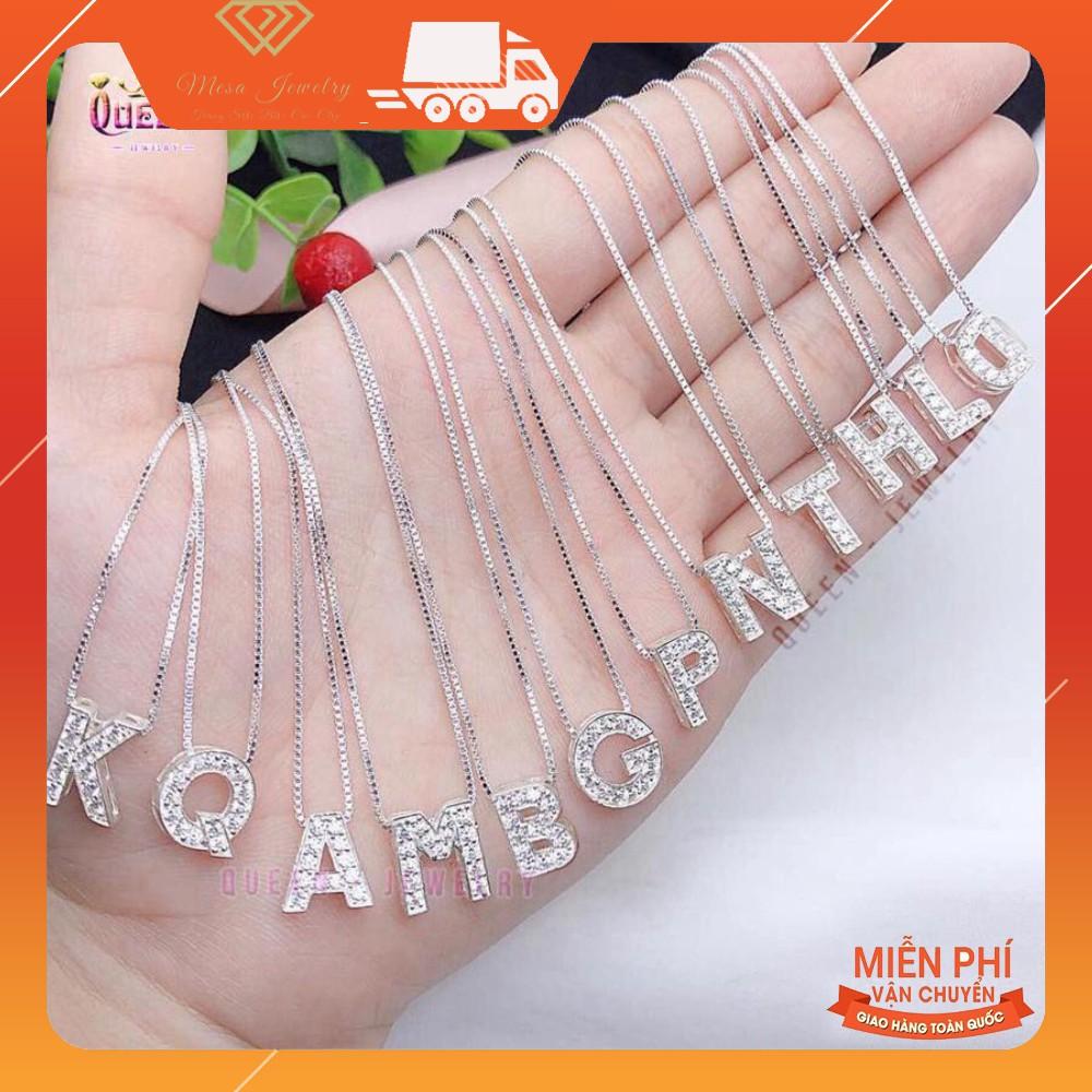DÂY CHUYỀN NỮ BẠC - MẶT CHỮ CÁI GẮN ĐÁ TRẮNG