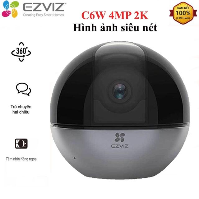 Camera Wifi Ezviz C6W 4Mp-2K+, quay 360 độ có màu ban đêm, đàm thoại 02 chiều, 2 đèn hồng ngoại thông minh-Hàng Chính Hãng