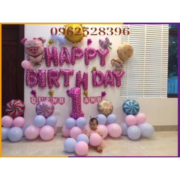 Set bóng sinh nhật bé heo 1 tuổi siêu to siêu đẹp