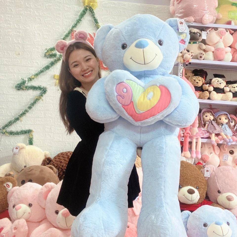 Teddy ôm tim chữ Love 4 màu cao cấp - QC - dành tặng bạn gái
