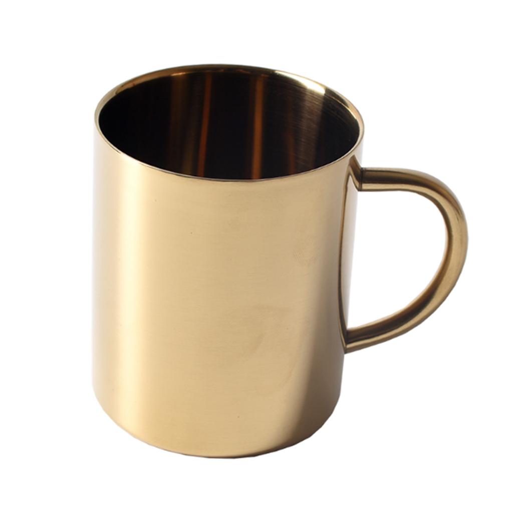 2xStainless Steel Double Wall Insulated Cup Tea Coffee Mug 400ml Gold