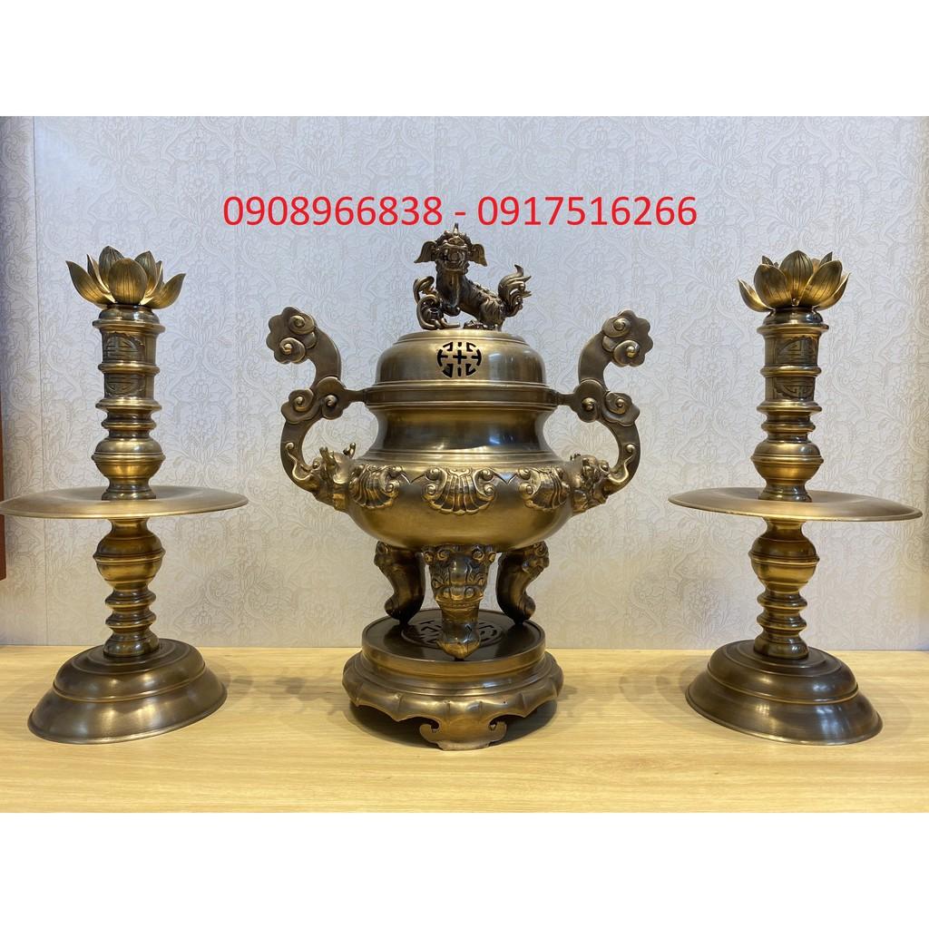 BỘ TAM SỰ NẾN ĐỒNG HUN GIẢ CỔ CAO 50CM