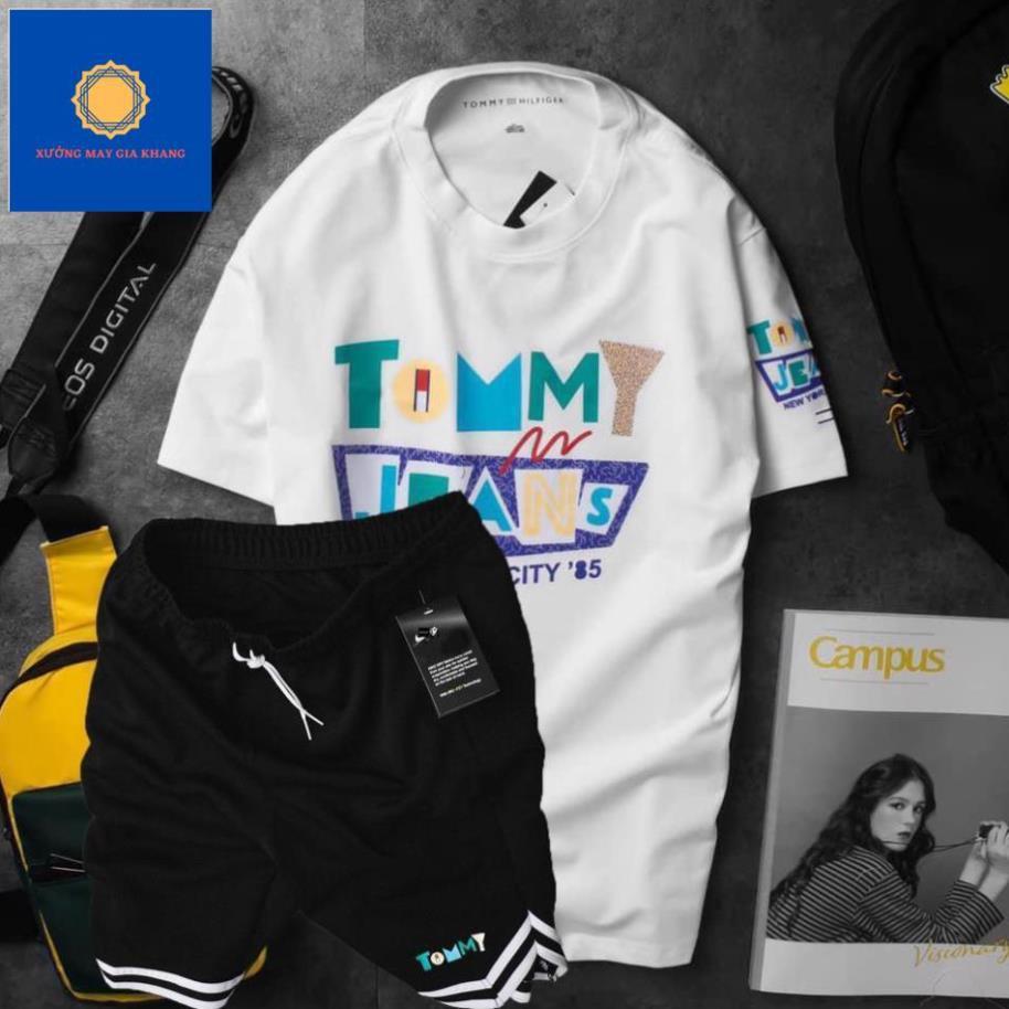 Đồ bộ quần áo thun bé trai, bé gái, ngắn tay in chữ mạnh mẽ - Gia Khang
