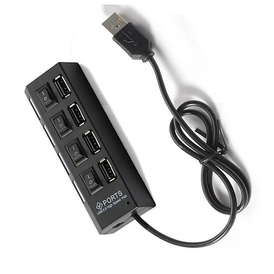 BỘ CHIA USB HUB MÀU ĐEN TRẮNG CHIA USB THÀNH 4 CỔNG CÓ CÔNG TẮC TIỆN DỤNG